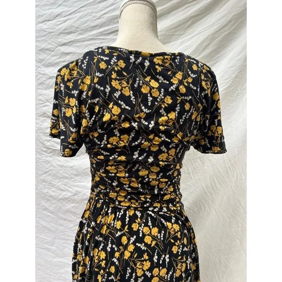 Anthropologie Maeve Womens Dress Size Small Black Floral Summer Breeze V-Neck - Picture 5 of 6